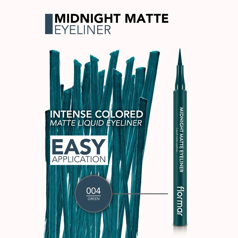 flormar Midnight Matte Eyeliner črtalo za oči v obliki flomastra z mat učinkom odtenek 04 Green 1 ml