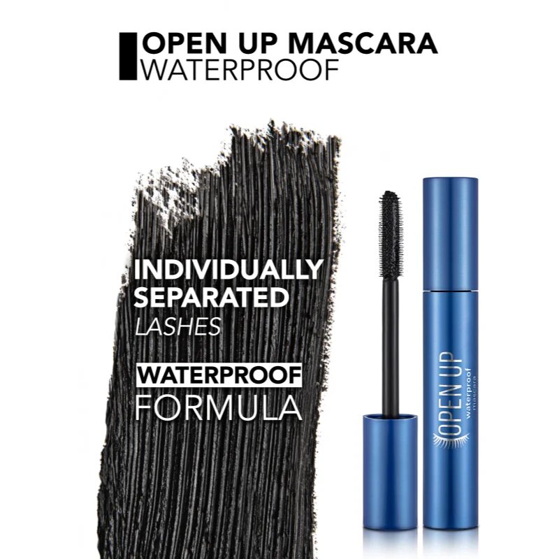 flormar Open Up Waterproof Mascara vodoodporna maskara za privihanje in ločevanje trepalnic 12 ml