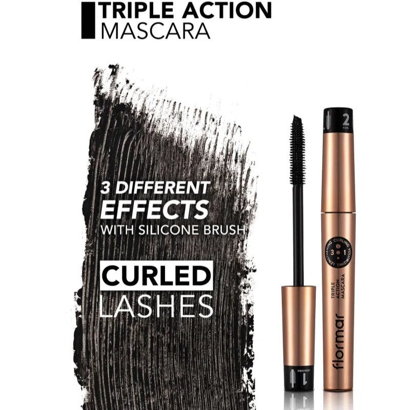 flormar Triple Action Mascara hranilna maskara 3v1 8 ml