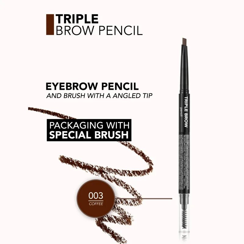 flormar Triple Brow Pencil svinčnik za obrvi 3v1 odtenek 003 Coffee 0.75 g