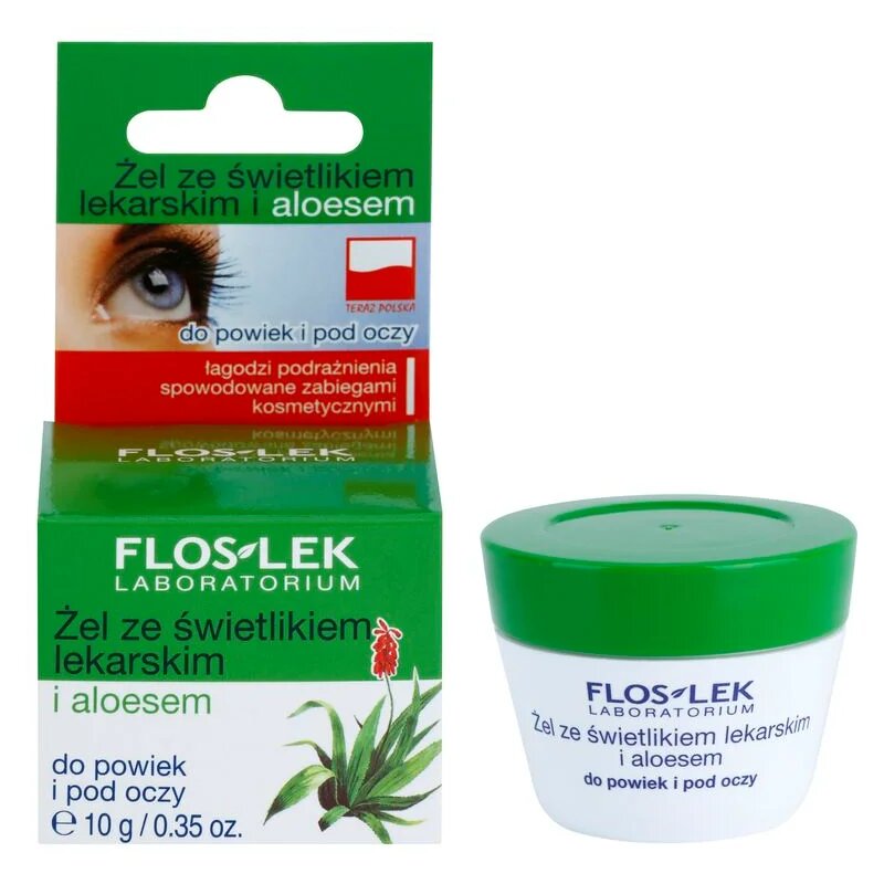 FlosLek Laboratorium Eye Care gel za predel okoli oči s smetilko in aloe vero 10 g