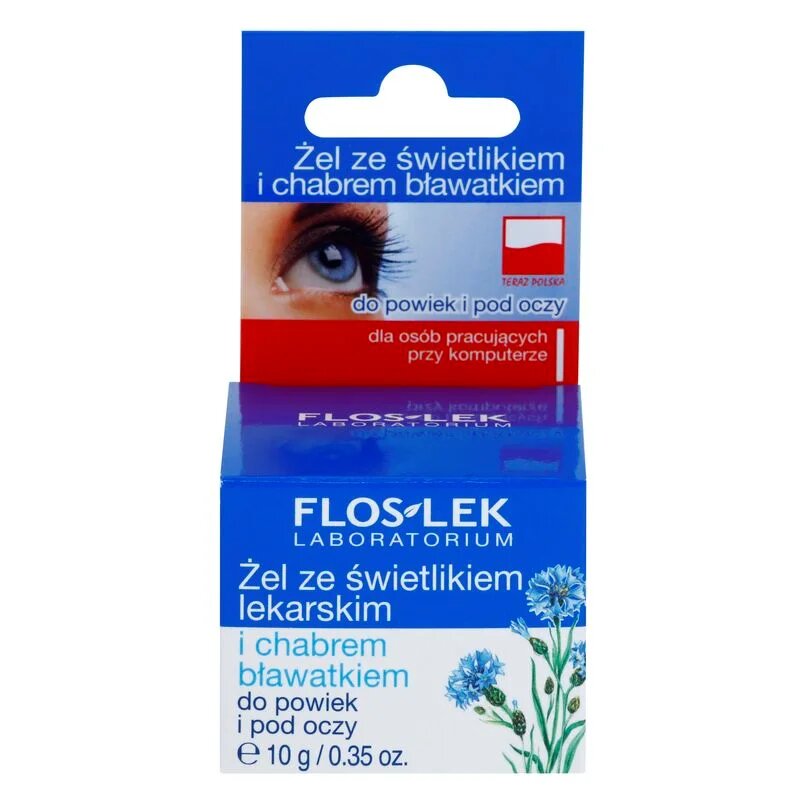 FlosLek Laboratorium Eye Care gel za predel okoli oči s smetilko in modrim glavincem 10 g