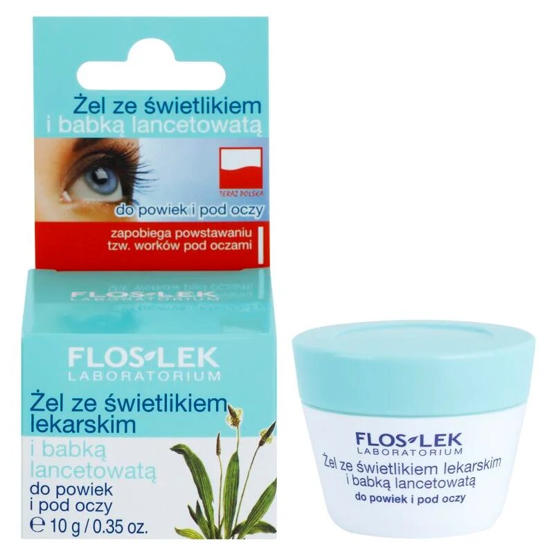 FlosLek Laboratorium Eye Care gel za predel okoli oči s trpotcem in smetilko 10 g