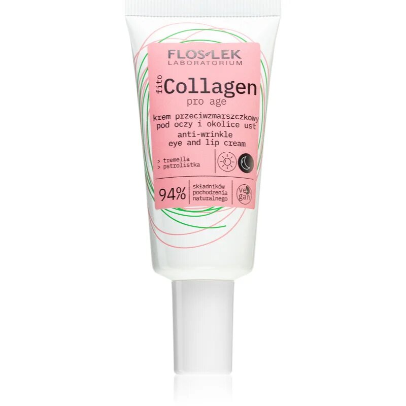 FlosLek Laboratorium Fito Collagen dnevna in nočna krema proti gubam za konture oči in ustnic 30 ml