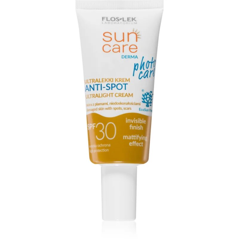 FlosLek Laboratorium Sun Care Derma Photo Care lahka zaščitna krema za obraz za kožo z nepravilnostmi SPF 30 30 ml