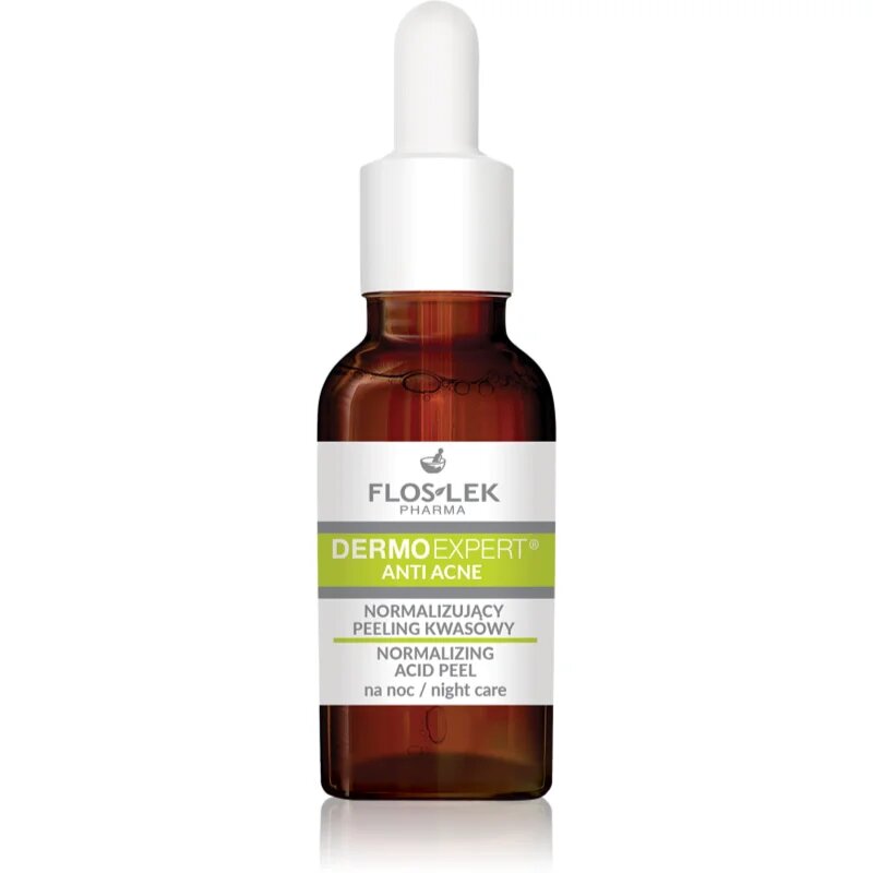 FlosLek Pharma DermoExpert Anti Acne nežni nočni piling serum za normalizacijo kože 30 ml