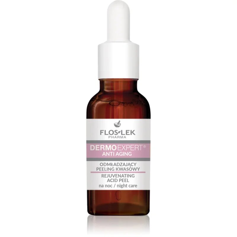 FlosLek Pharma DermoExpert Anti-Aging nežni nočni piling serum s pomlajevalnim učinkom 30 ml