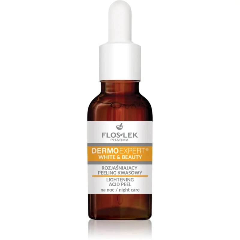 FlosLek Pharma DermoExpert White&Beauty nežni nočni piling serum za osvetlitev kože 30 ml