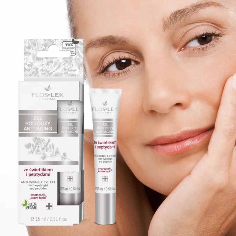 FlosLek Pharma Eye Care gel za predel okoli oči proti gubam 15 ml