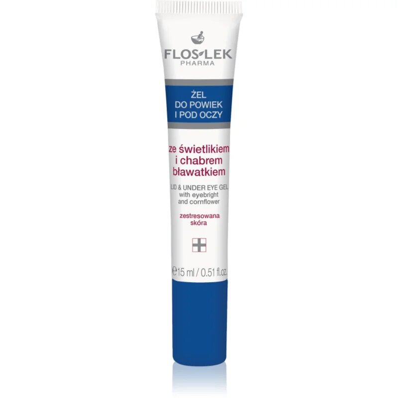 FlosLek Pharma Eye Care gel za predel okoli oči s smetilko in modrim glavincem 15 ml