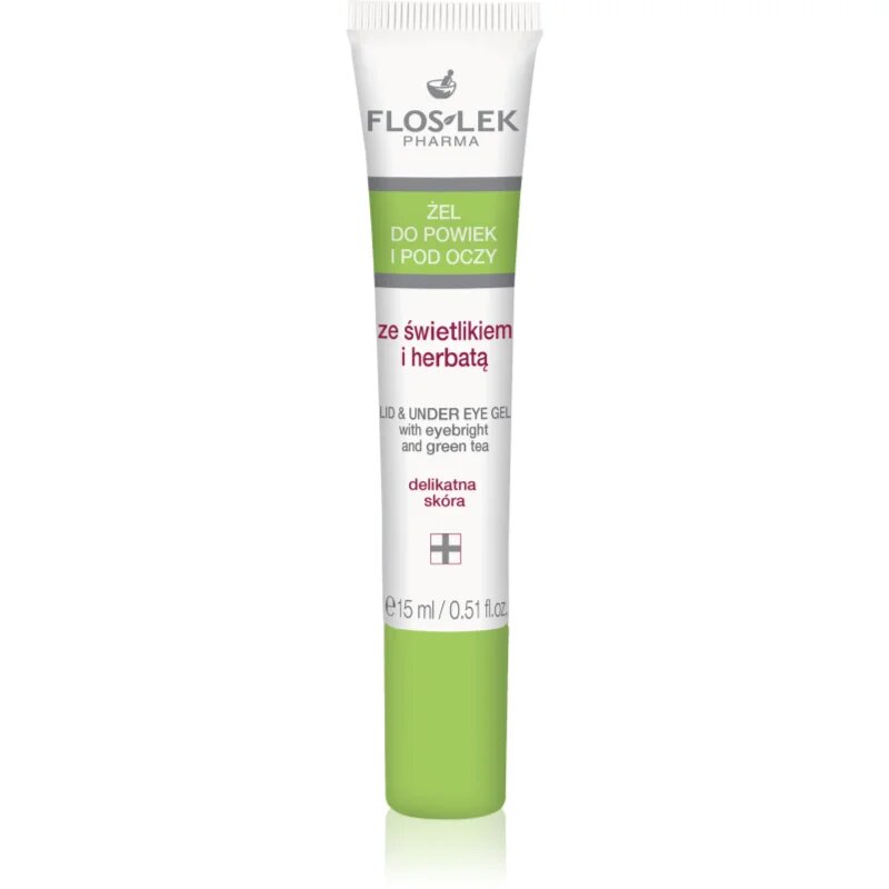 FlosLek Pharma Eye Care gel za predel okoli oči s smetilko in zelenim čajem 15 ml