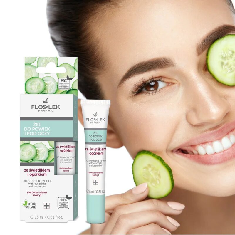 FlosLek Pharma Eye Care posvetlitveni gel za oči proti temnim kolobarjem 15 ml