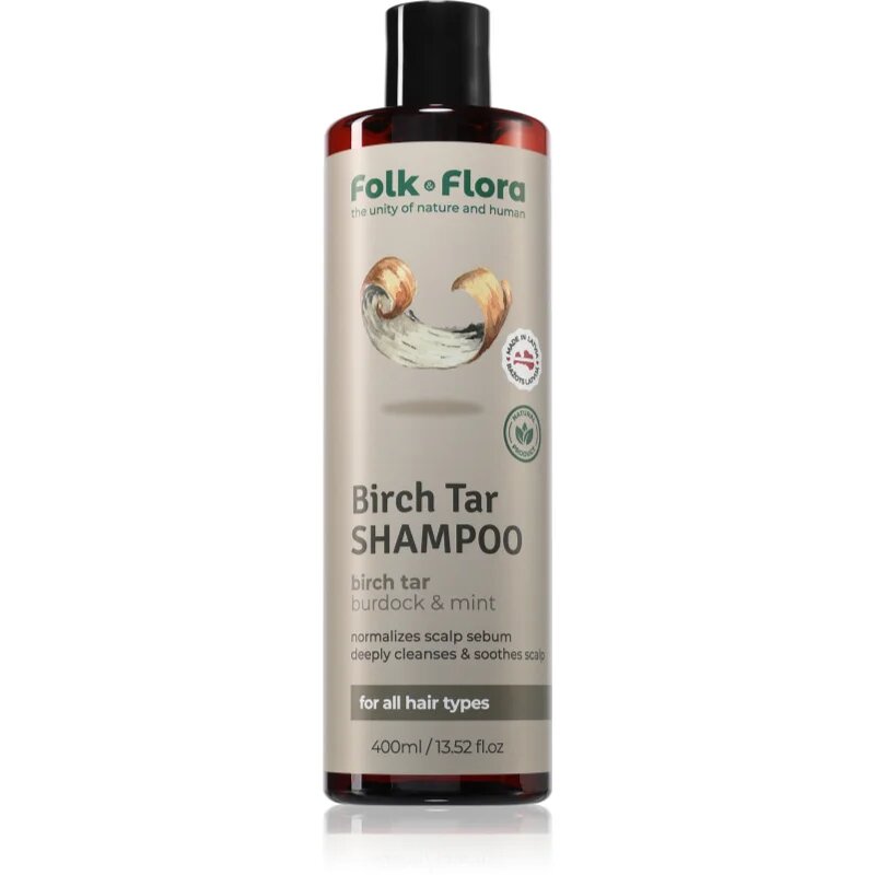 Folk & Flora Birch Tar globoko čistilni šampon za suho in srbečo kožo 400 ml