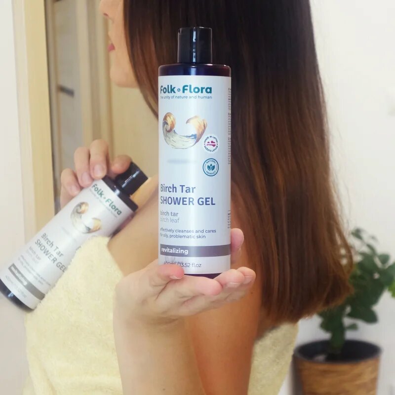 Folk & Flora Birch Tar hranilni gel za prhanje 400 ml