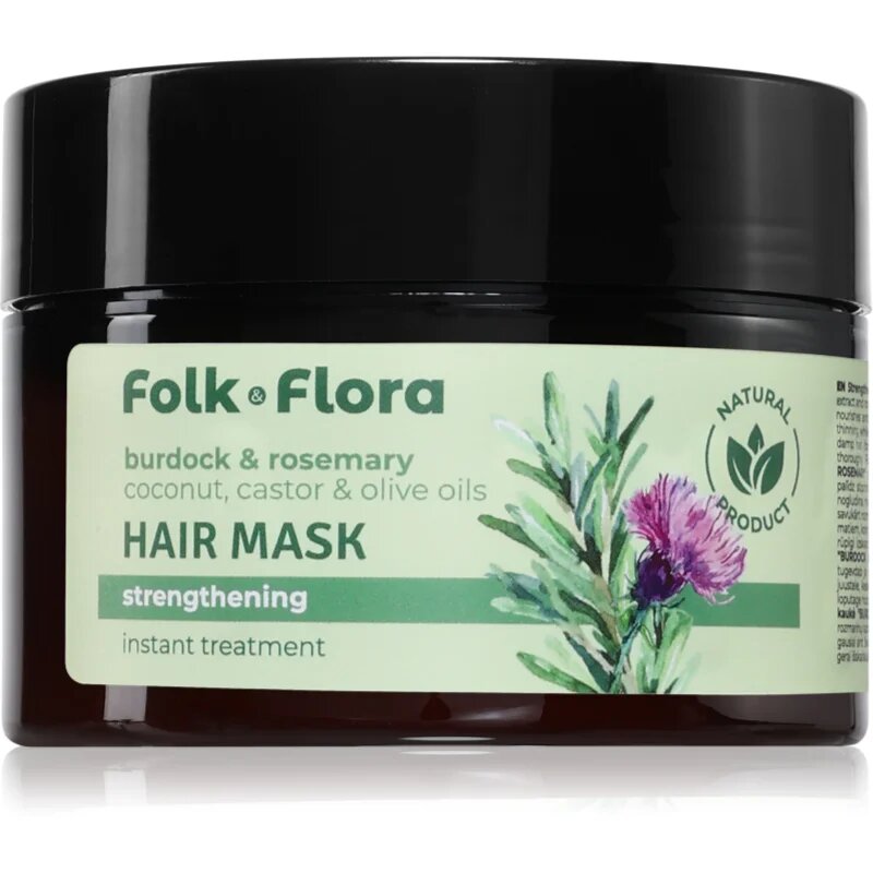Folk & Flora Burdock & Rosemary globinsko krepilna maska za lase 200 ml
