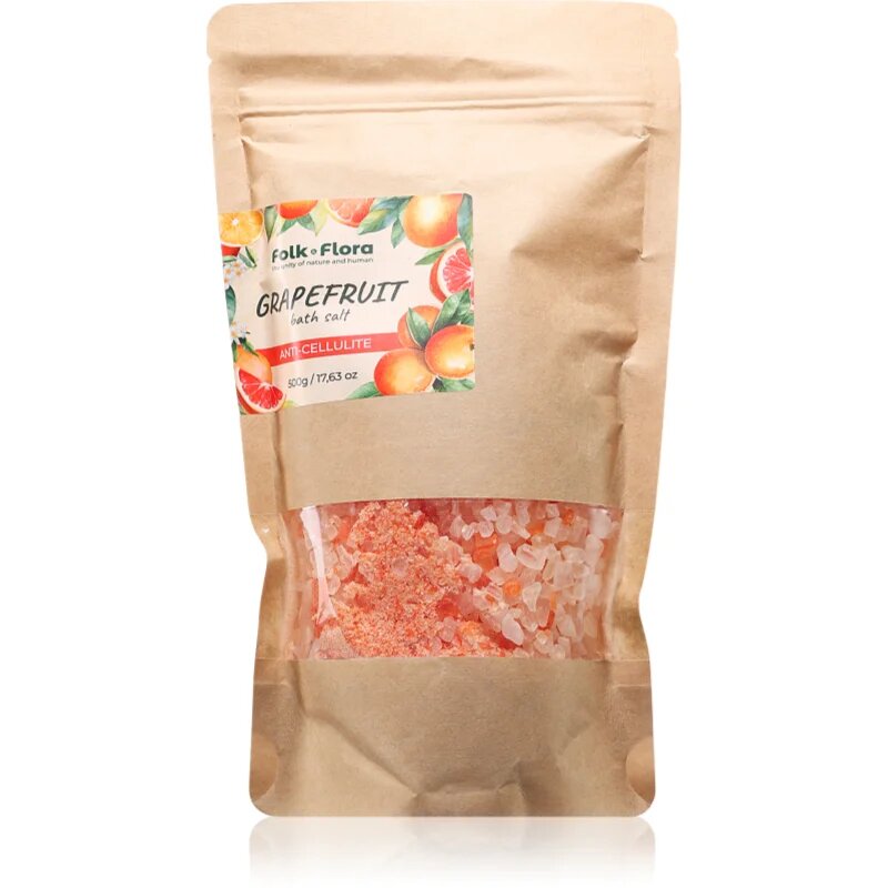 Folk & Flora Grapefruit sol za kopel s pomirjajočim učinkom 500 g