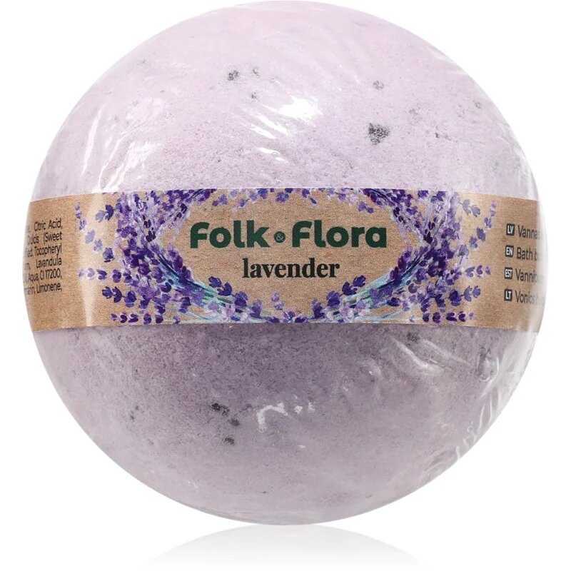 Folk & Flora Lavender kroglica za kopel s pomirjajočim učinkom 130 g