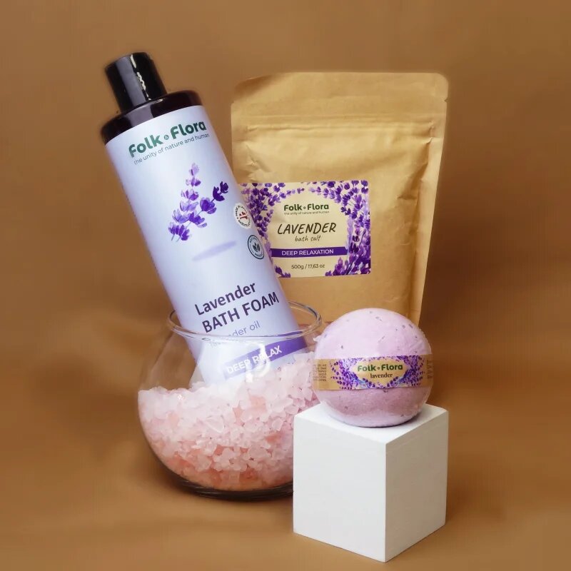 Folk & Flora Lavender sol za sproščujočo kopel 500 g