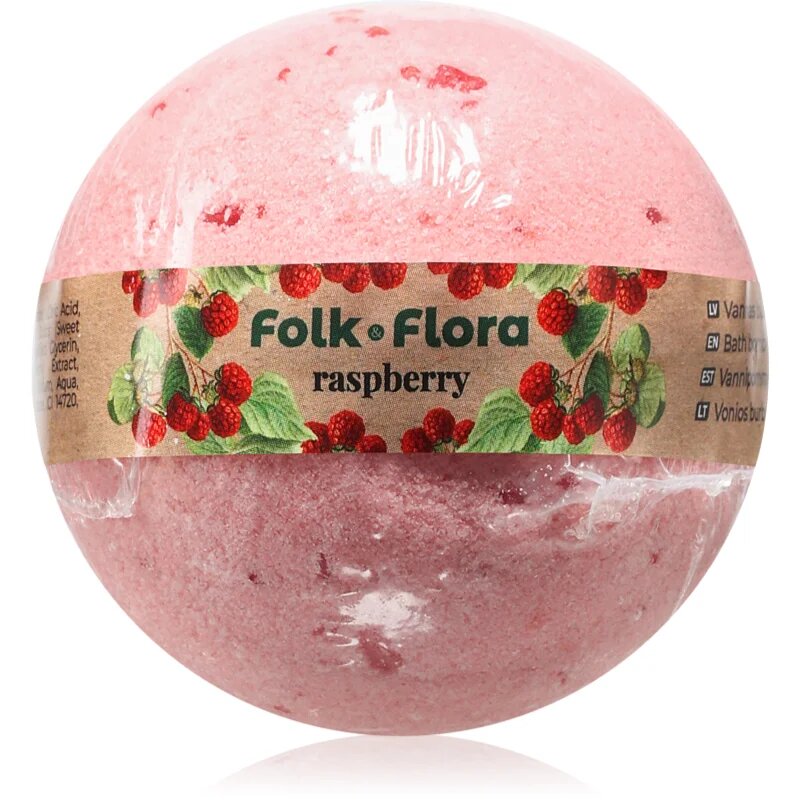 Folk & Flora Raspberry kroglica za kopel 130 g