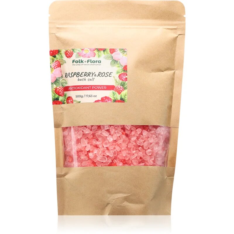 Folk & Flora Raspberry & Rose sol za kopel 500 g