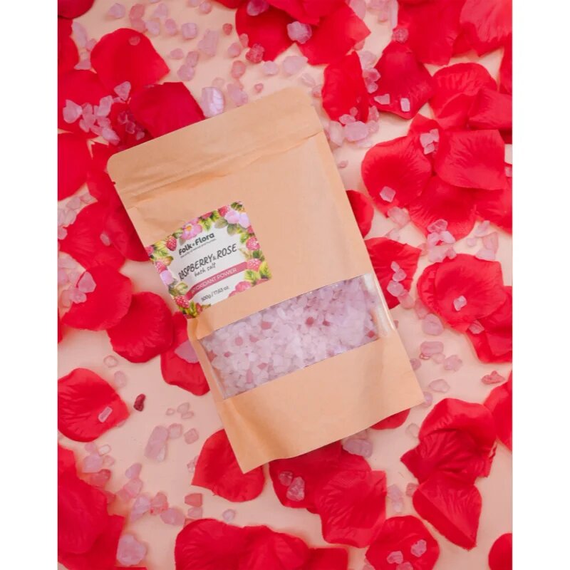 Folk & Flora Raspberry & Rose sol za kopel 500 g