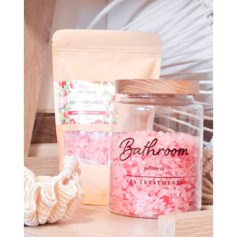Folk & Flora Raspberry & Rose sol za kopel 500 g