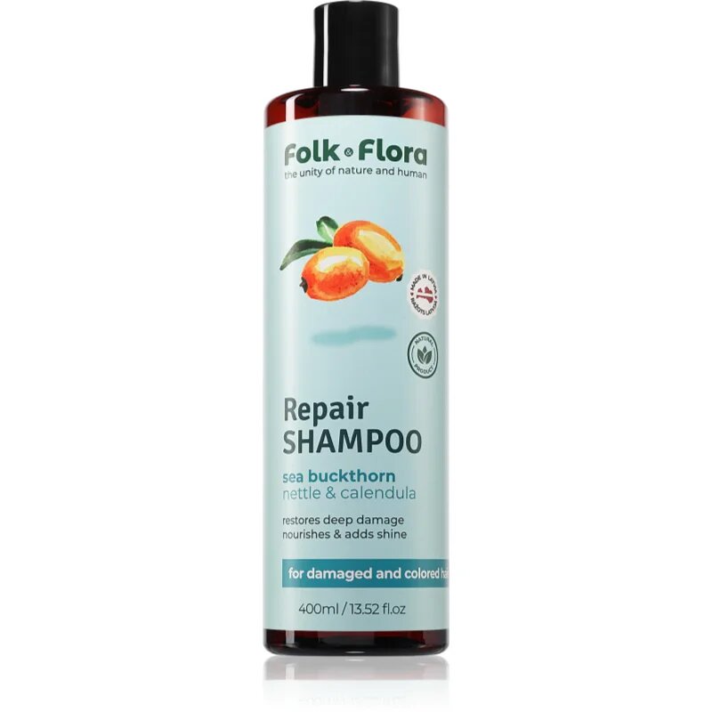 Folk & Flora Sea Buckthorn obnovitveni šampon za barvane in poškodovane lase 400 ml
