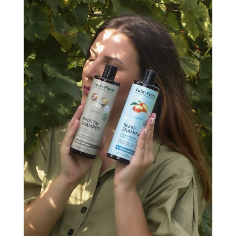 Folk & Flora Sea Buckthorn obnovitveni šampon za barvane in poškodovane lase 400 ml