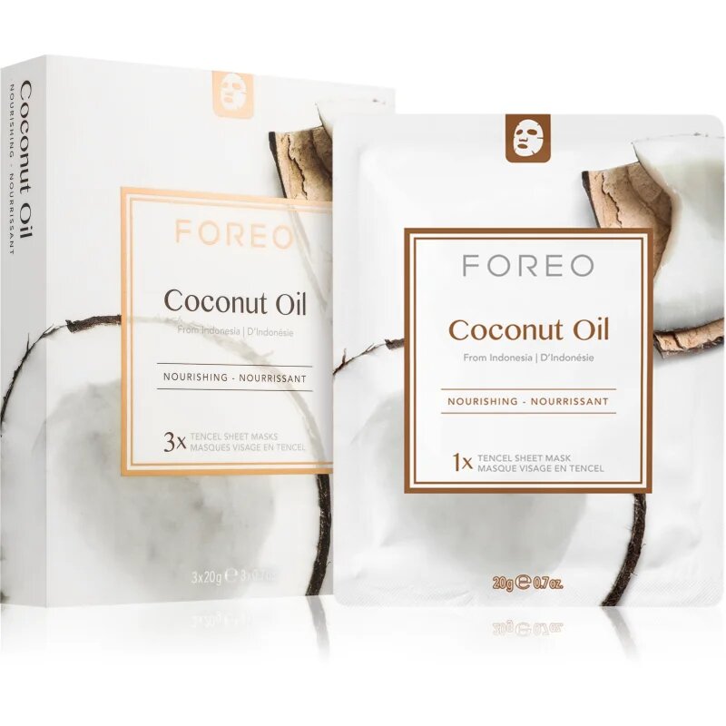 FOREO Farm to Face Sheet Mask Coconut Oil hranilna tekstilna maska 3x20 ml
