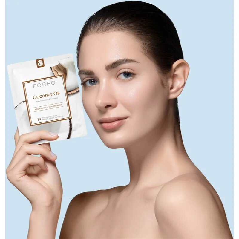 FOREO Farm to Face Sheet Mask Coconut Oil hranilna tekstilna maska 3x20 ml