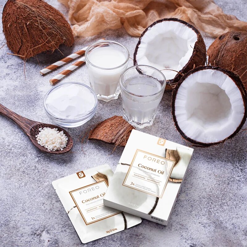 FOREO Farm to Face Sheet Mask Coconut Oil hranilna tekstilna maska 3x20 ml