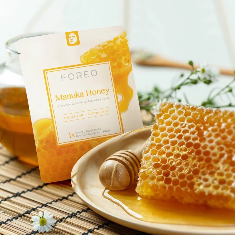 FOREO Farm to Face Sheet Mask Manuka Honey maska iz platna z vlažilnim in revitalizacijskim učinkom 3x20 ml