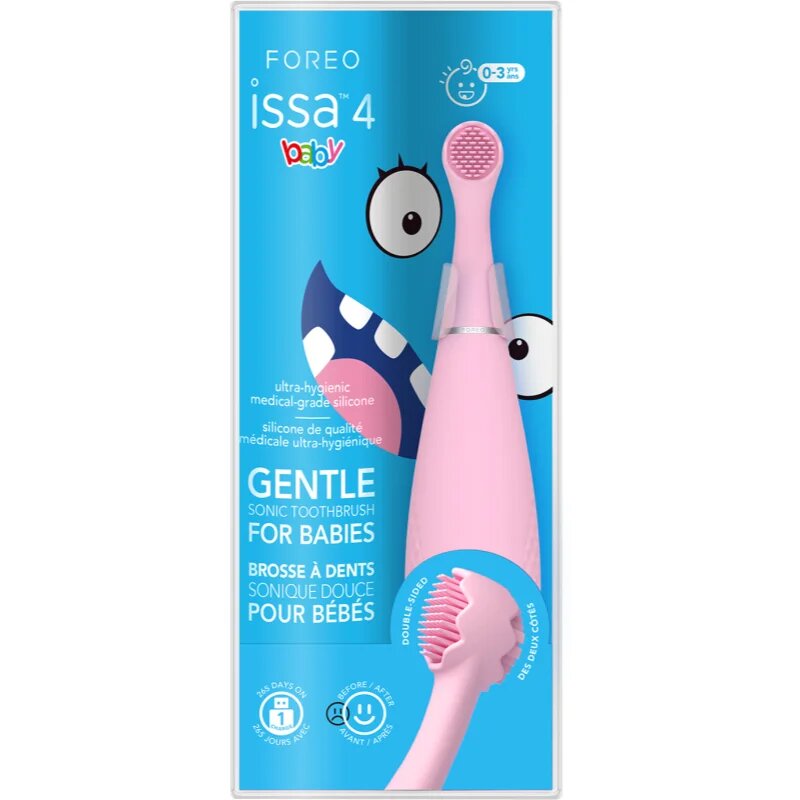 FOREO ISSA™ 4 Baby električna zobna ščetka za otroke od rojstva do 3 let Pearl Pink 1 kos