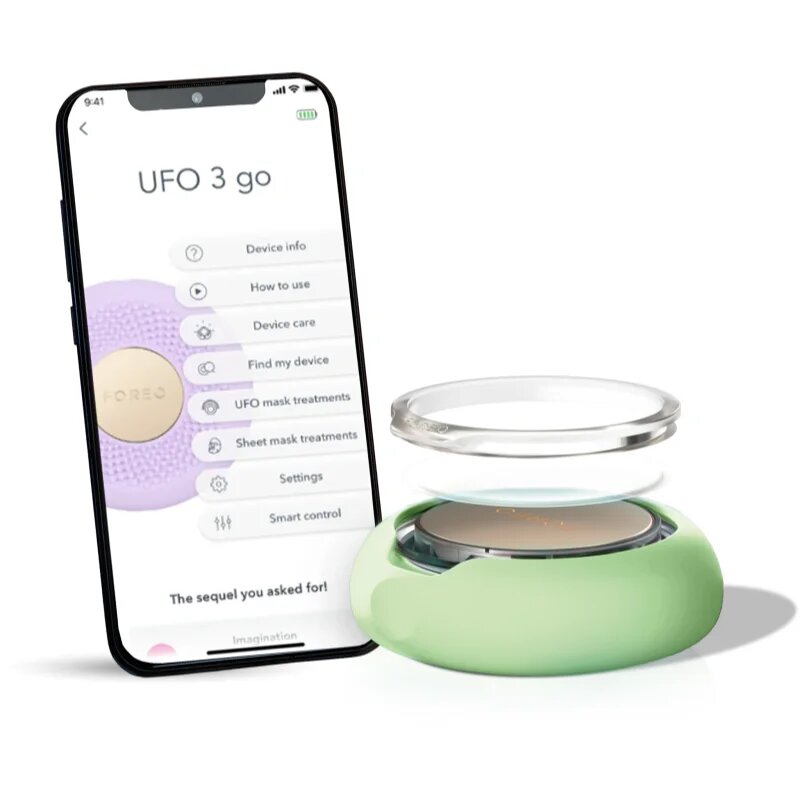 FOREO UFO™ 3 Go sonična naprava za pospešitev učinkov maske za obraz Pistachio 1 kos