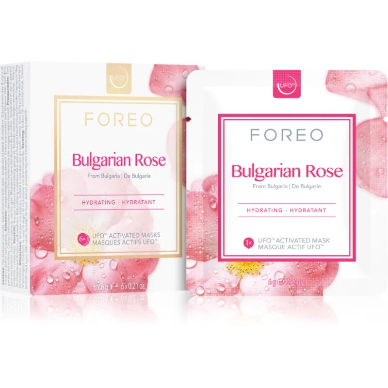 FOREO UFO™ Bulgarian Rose vlažilna maska 6 x 6 g