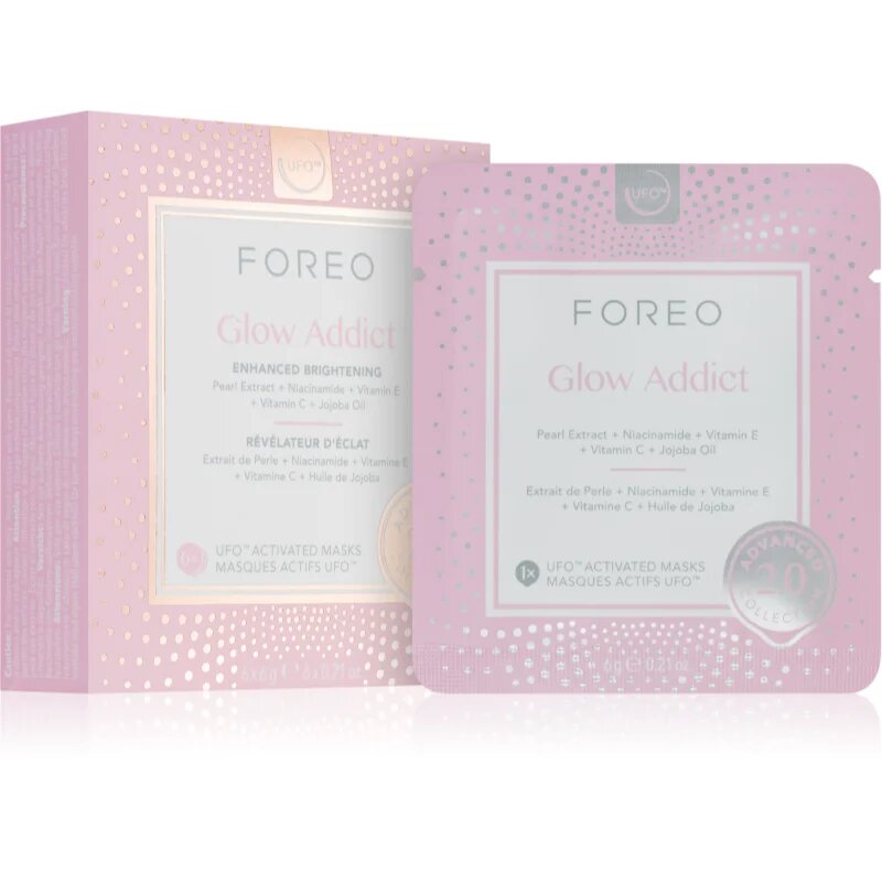 FOREO UFO™ Glow Addict posvetlitvena maska za obraz 6 kos