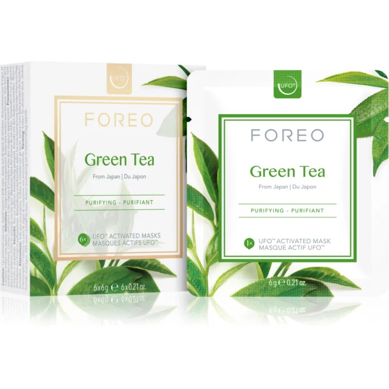 FOREO UFO™ Green Tea osvežilna in pomirjajoča maska 6 x 6 g