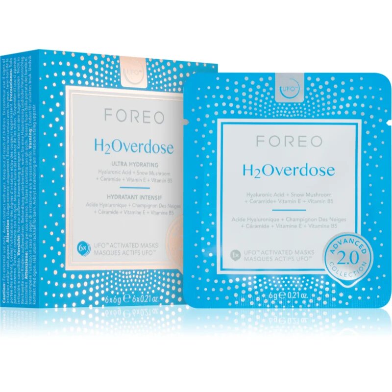 FOREO UFO™ H2Overdose vlažilna maska za obraz 6 kos