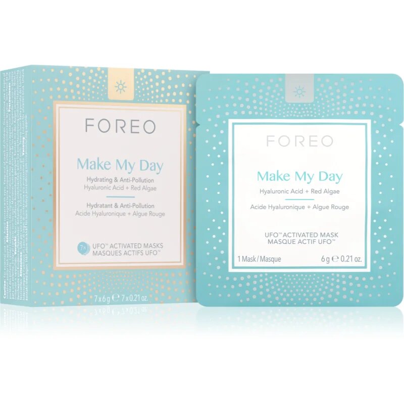FOREO UFO™ Make My Day zaščitna maska za obraz z vlažilnim učinkom 7 x 6 g