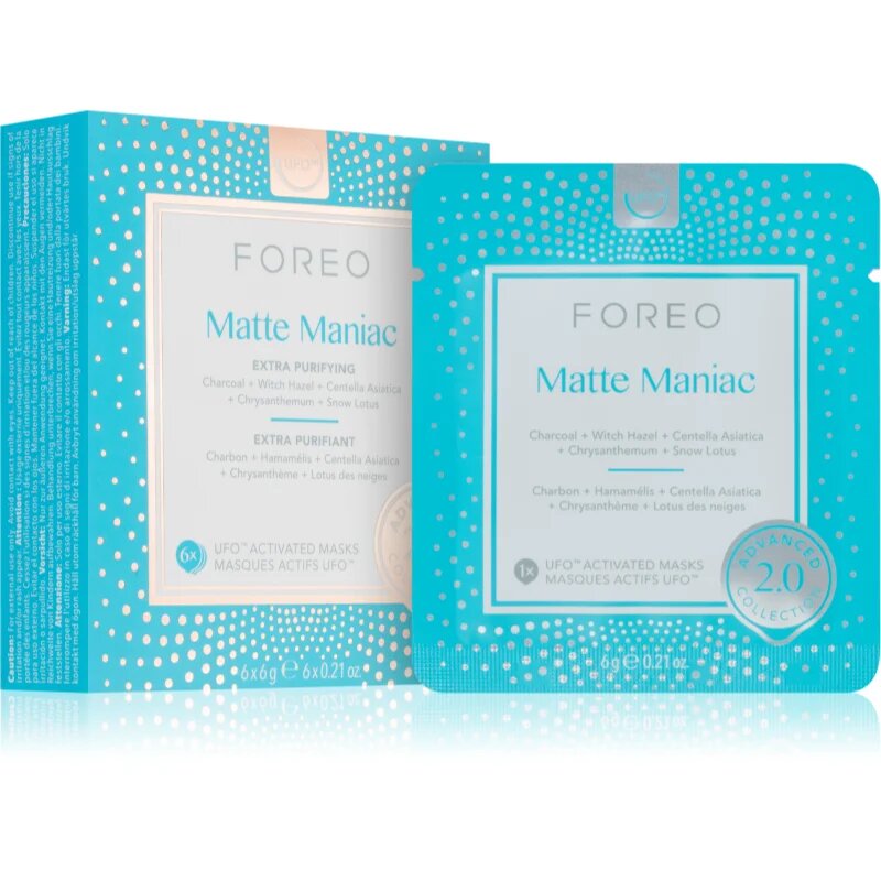 FOREO UFO™ Matte Maniac čistilna maska za obraz 6 kos