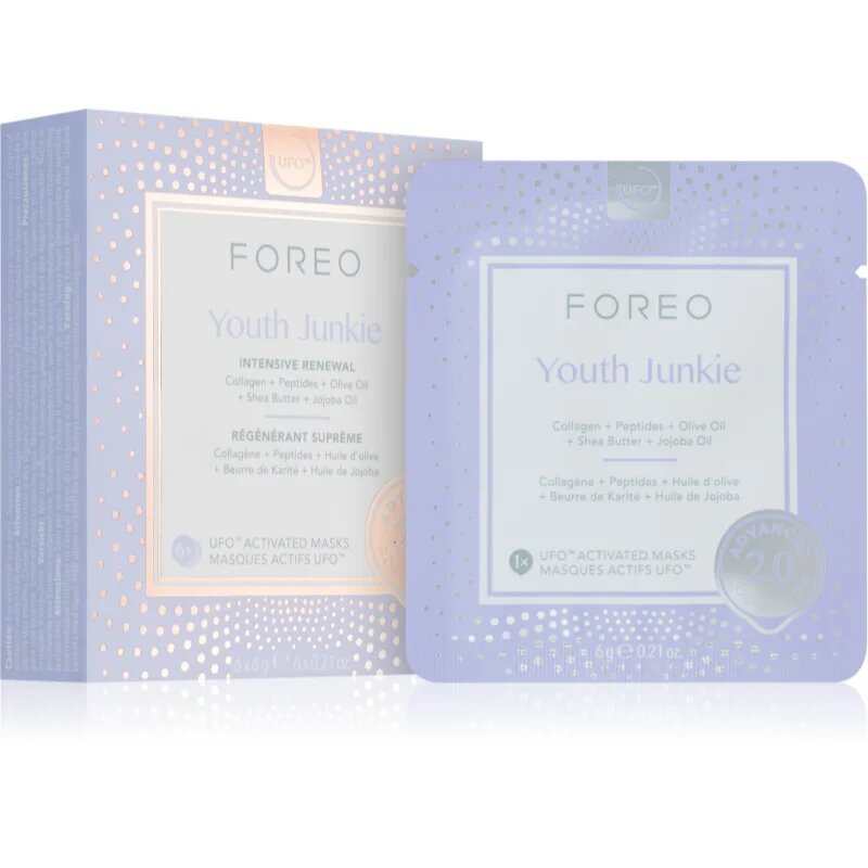 FOREO UFO™ Youth Junkie maska za obraz proti staranju 6 kos
