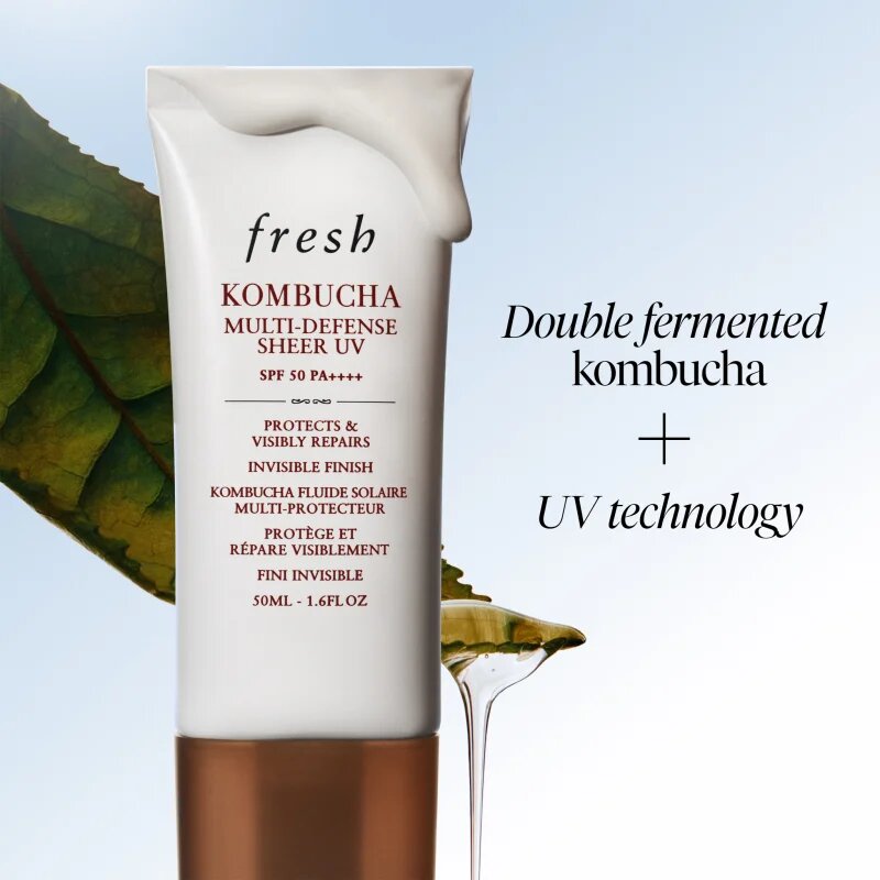fresh Kombucha Multi-Defense Sheer UV lahki zaščitni fluid proti temnim madežem SPF 50 50 ml