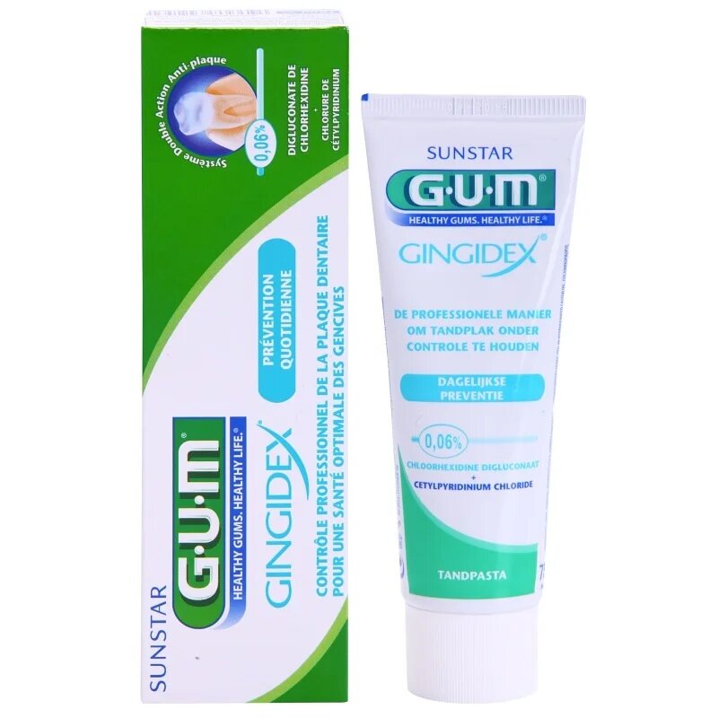 G.U.M Gingidex 006% zobna pasta proti zobnim oblogam in za zdrave dlesni 75 ml