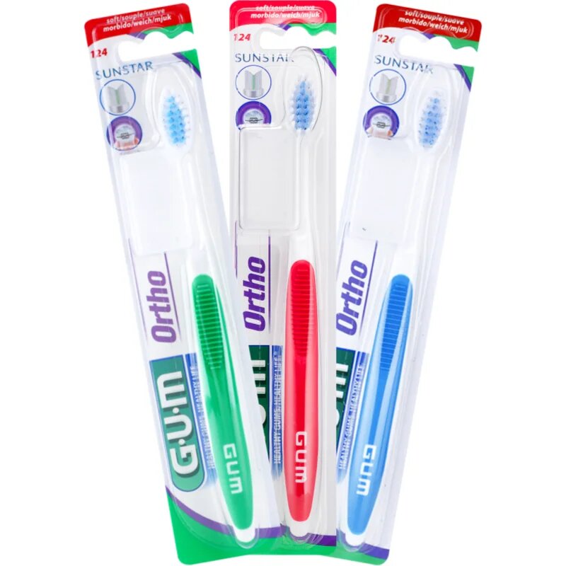 G.U.M Ortho 124 zobna ščetka za uporabnike fiksnih zobnih aparatov soft 1 kos