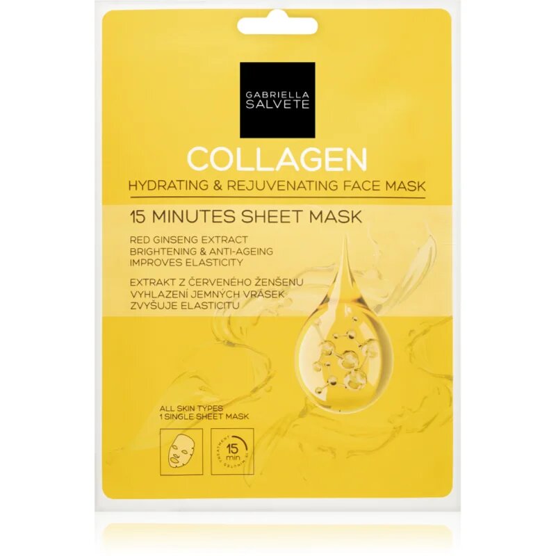 Gabriella Salvete Face Mask Collagen maska iz platna za posvetlitev in zgladitev kože 1 kos