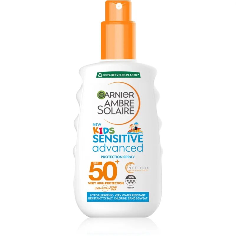Garnier Ambre Solaire Advanced Sensitive Kids losjon za sončenje v pršilu SPF 50+ 150 ml