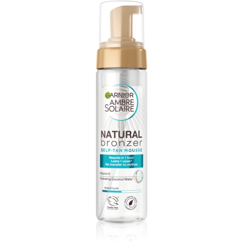 Garnier Ambre Solaire Natural Bronzer samoporjavitvena pena za obraz in telo z vlažilnim učinkom 200 ml