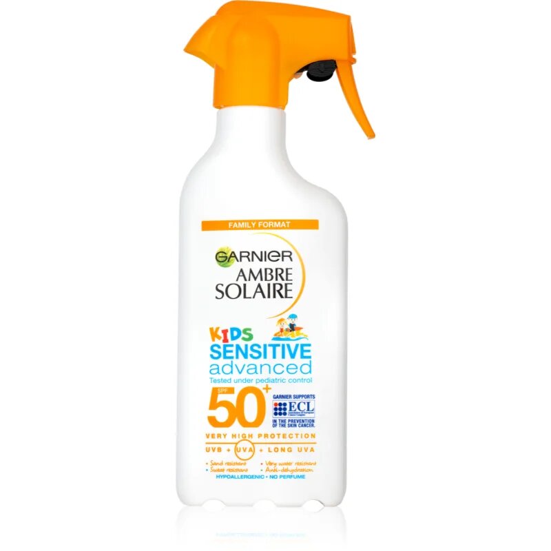 Garnier Ambre Solaire Sensitive Advanced zaščitno pršilo za otroke SPF 50+ 270 ml