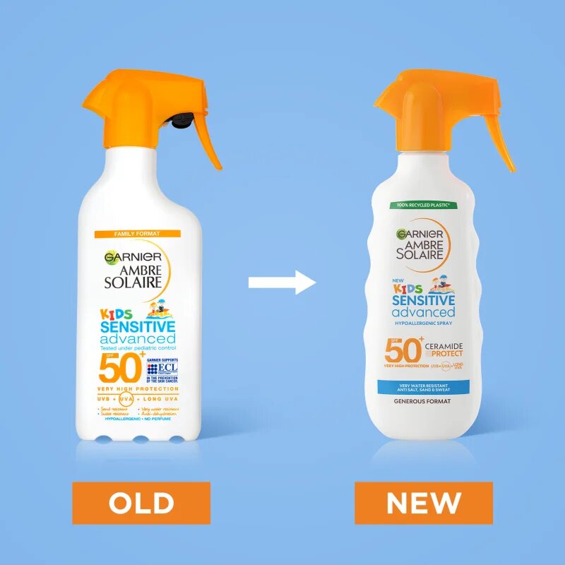 Garnier Ambre Solaire Sensitive Advanced zaščitno pršilo za otroke SPF 50+ 270 ml