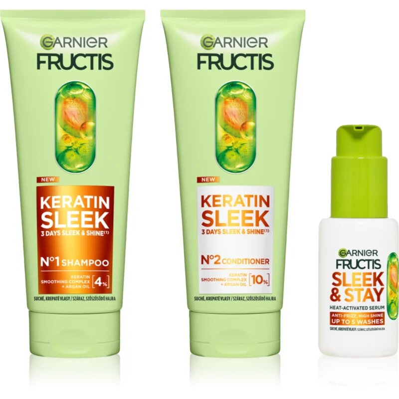 Garnier Fructis Keratin Sleek set za lase 3 kos
